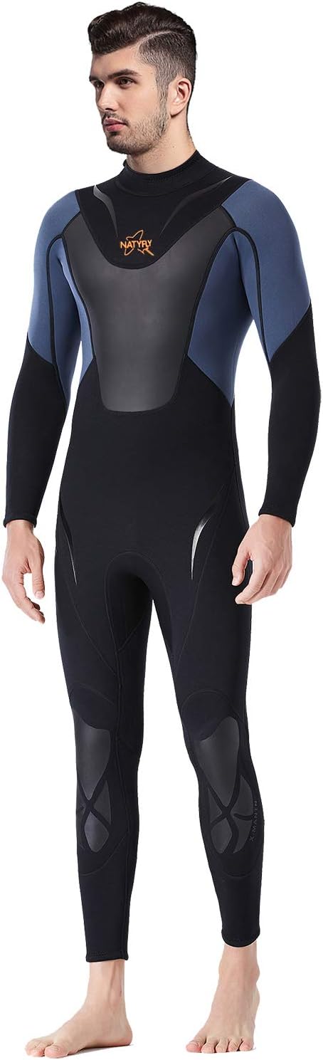 NATYFLY Mens Wetsuit 3mm Neoprene Jumpsuit, Youth Women Full Body Diving Suits for Scuba Surfing Swimming Long Sleeve Back Zip for Water Sports: Sports & Outdoors
