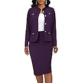 Women 2 Piece Business Suit Elegant Blazer Jacket and Skirt Sets Work Formal Office Clothes Suits