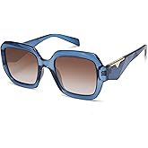 SOJOS Trendy Square Polarized Sunglasses for Womens Mens,Retro Polygon Shades Plastic Frame Sun Glasses SJ2310