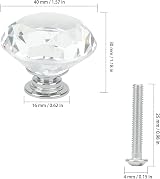 ZEONHAK 20 Pcs Crystal Diamond Drawer Pulls Cabinet Knobs 40x30mm view 2