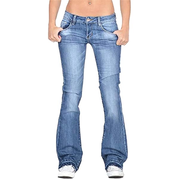 Luamoda Flare Slim Denim Pants（L.BLUE) LifeShe Women's Crossover Flare Jeans Casual Bell Bottom