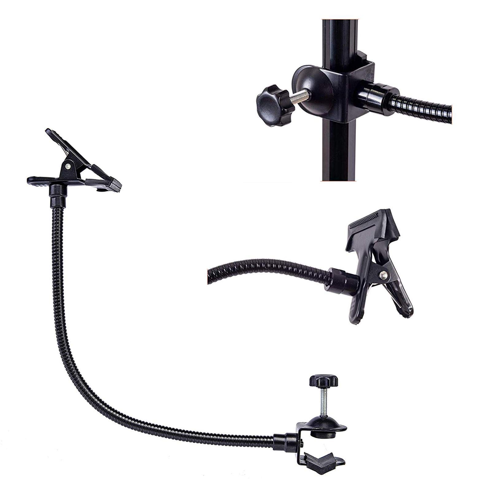 Konseen Flex Arm with C-Clamp Spring Clamp 20 inch Gooseneck Heavy Duty Background Clamps Clips for Background Equipment Support