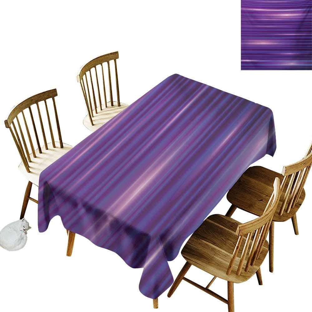 Barbecue long tablecloth W60" x L84" Indigo Stripe Like Horizontal Lines Modern Minimalist 70s 80s Inspired Design Magenta Purple and White Suitable for Party outdoors Farmhouse coffee shop restaurant