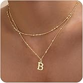 SWRNR Initial Necklaces for Women, Dainty 14K Gold Plated Layered A-Z Letter Pendant Necklace Trendy Cute Choker Name Charm Necklace Stack Personalized Jewelry Gift for Her Birthday Christmas Gift