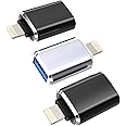 iPhone OTG Adapter Lightning Male to USB Female Dongle Converter(3Pack)for Apple 14 13 12 11 Pro Max Xr X Xs Se 7 8Plus iPad Air Camera Card Reader USB Flash Drive Mouse Keyboard Hub MIDI U Disk Piano