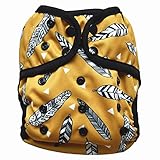 One Size Cloth Diaper Cover Snap With Double Gusset (Black Feather)