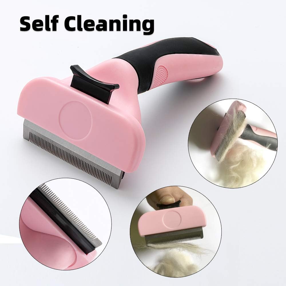 Hesiry Pet Dogs & Cats Grooming Brush for De-Shedding with Self Cleaning, Remove Pets Matted Short and Long Hair