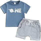 Pudcoco Toddler Baby Boys First Birthday Outfit 1st Birthday Clothes Space One T-shirt and Shorts Set