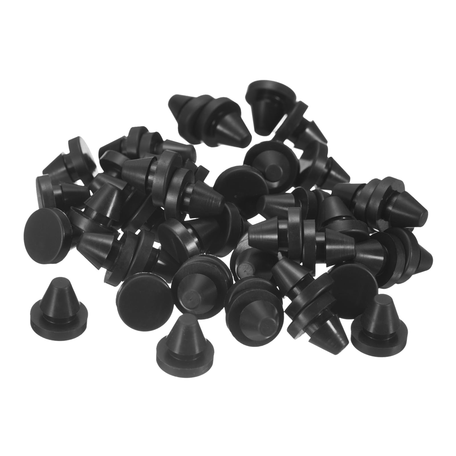 TOP-VIGOR 50Pcs Silicone Snap in Locking Hole Plugs, Rubber Panel Seal Cover Flush Type Panel Round for 6-7mm Hole, Hole Stoppers for Kitchen Rubber Bulkheads Waterproof Sealing Plugs, Black