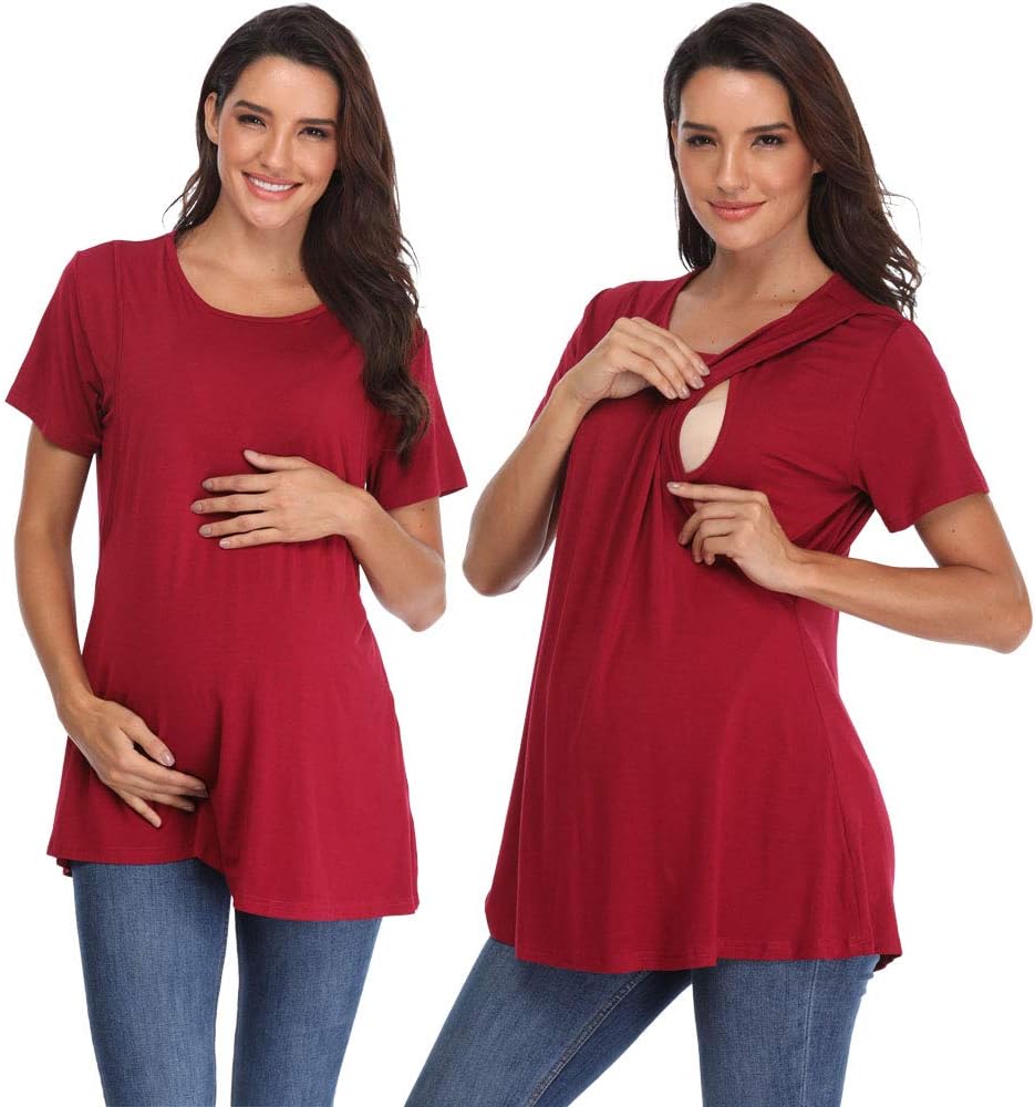Giorzio Women's Maternity Nursing Tops Short Sleeve Breastfeeding Clothes