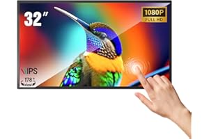 RIXZSIW 32 inch Wall Mount Digital Signage, FHD Touchscreen Monitor Android OS, Multi-Touch Screen Smart Split, Commercial Advertising Display, Time Switch, CMS Management, HD-MI/USB/WiFi/for Windows