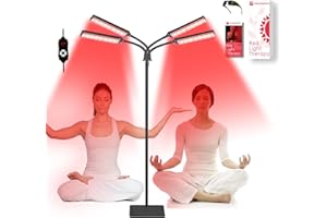 Arikashin Red Light Therapy Lamp with Adjustable Stand, Timer, Height, Brightness - 660nm, 660nm+850nm, 660Nm+940nm- Effective for Body and Skin Vitality, 3-Head,White,36W