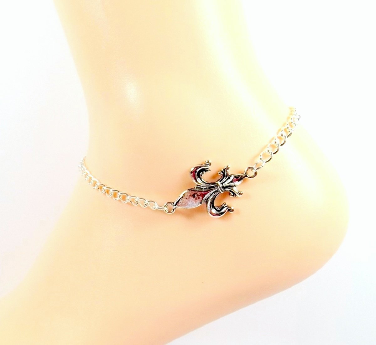 Amazoncom Fleur De Lis Anklet Silver Plated Ankle Bracelet