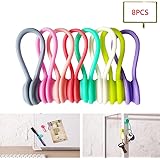Lavince Magnetic Earphone Winder, 8PCS Magnetic Cord Winder Wrap for Headphones/Date USB Cable,Soft Silicone Earphone Cable Cord Organizer for iPhone/iPad/Samsung, Also Use as Bookmarks/Keychain
