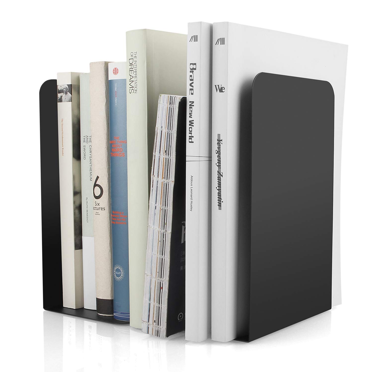 STARVAST 2 Pack L Shaped Anti-Skid Bookends, 8 x 4 x 5.4Inch Heavy Duty Metal Decorative Book Ends Book Stand Shelf Bookcase Holder for Home & School Office Bookshelf