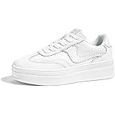 LUCKY STEP Women's Platform Fashion Sneakers Thick Sole Suede Faux Leather Classic Rubber Gum Sole Low Top Casual Walking Shoes