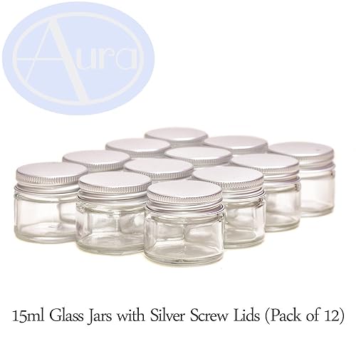PACK of 6 120ml CLEAR GLASS Jars with WHITE Lids for Aromatherapy