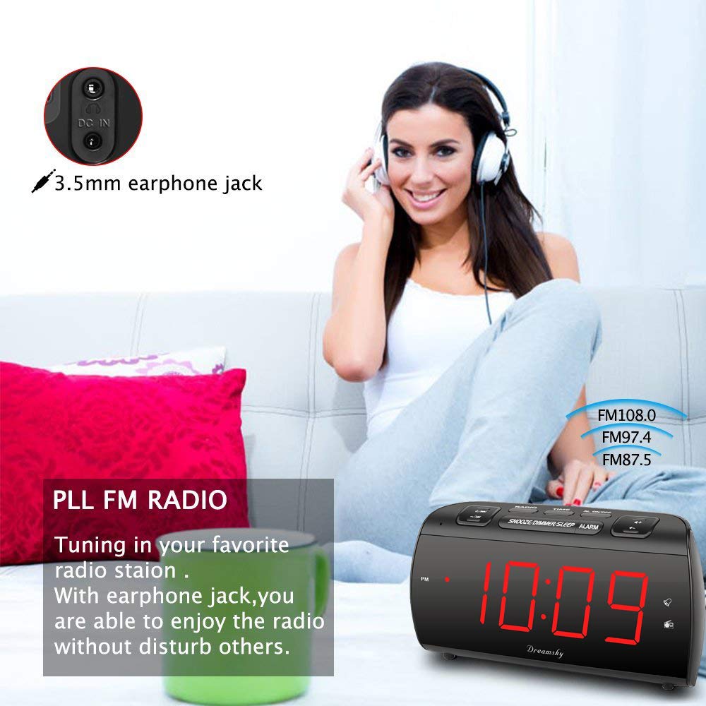 DreamSky Digital Alarm Clock Radio with USB Charging Port and FM Radios