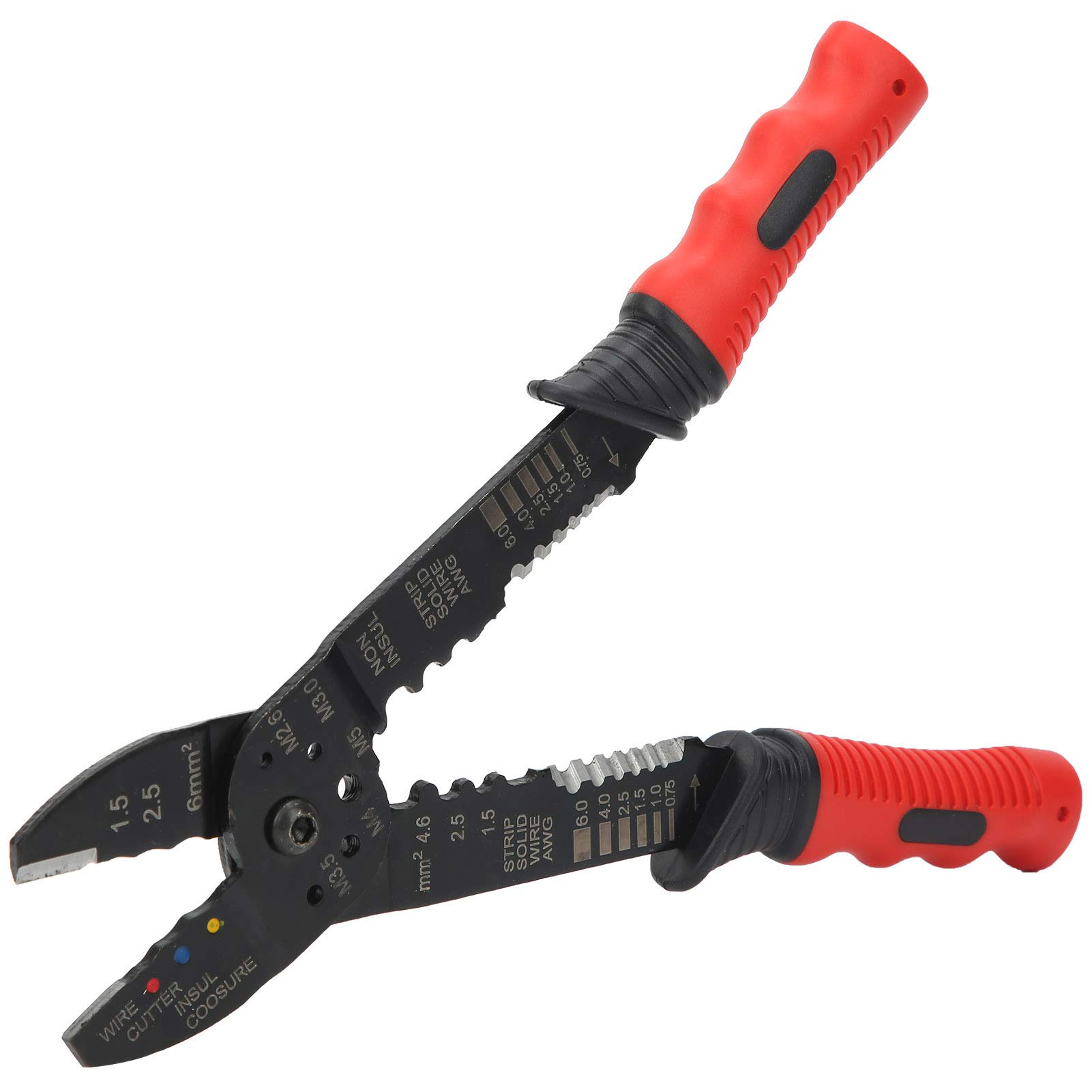 Wire Terminal Crimper M5 M4 M3.5 M3.0 M2.6 Wire Stripping Tool for Insulated Terminals