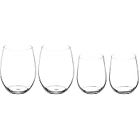 Riedel O Wine Tumbler Cabernet/Merlot and Viognier/Chardonnay, Set of 4, Clear -