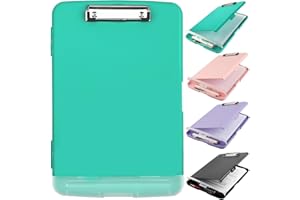 SFLHHDM Clipboard with Storage, A4 Binder Nursing Clipboards with Pen Holder, Heavy Duty Storage Clipboard with Low Profile Clip, Clipboard Folder Side-Opening, Smooth Writing Clip Board (Mint Green)