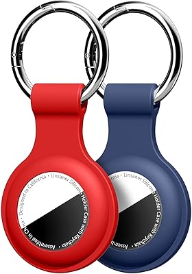 Linsaner [2 Pack] Car Key Chain Compatible with Automotive Key Fob, Anti-Lost for Air Tag Holder for Vehicle Keys, Silicone Keychains Car Accessories for Men Women, Red/Dark Blue