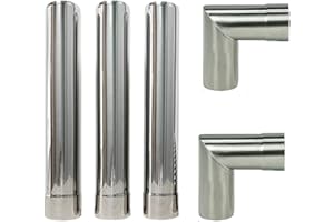 SoloWilder Wood Stove Pipe 2.36"" Extend Stainless Steel 90 Degree Chimney Flue Set for Vent Smoke & Exhaust