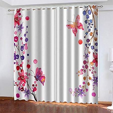 Ösen Gardinen Verdunkelungsvorhang Schmetterlingsdruck Vorhang