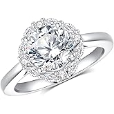 Jaransheti Moissanite Rings For Women Moissanite 18K White Glod Plated S925 Sterling Silver Solitaire Engagement Rings Promise Ring