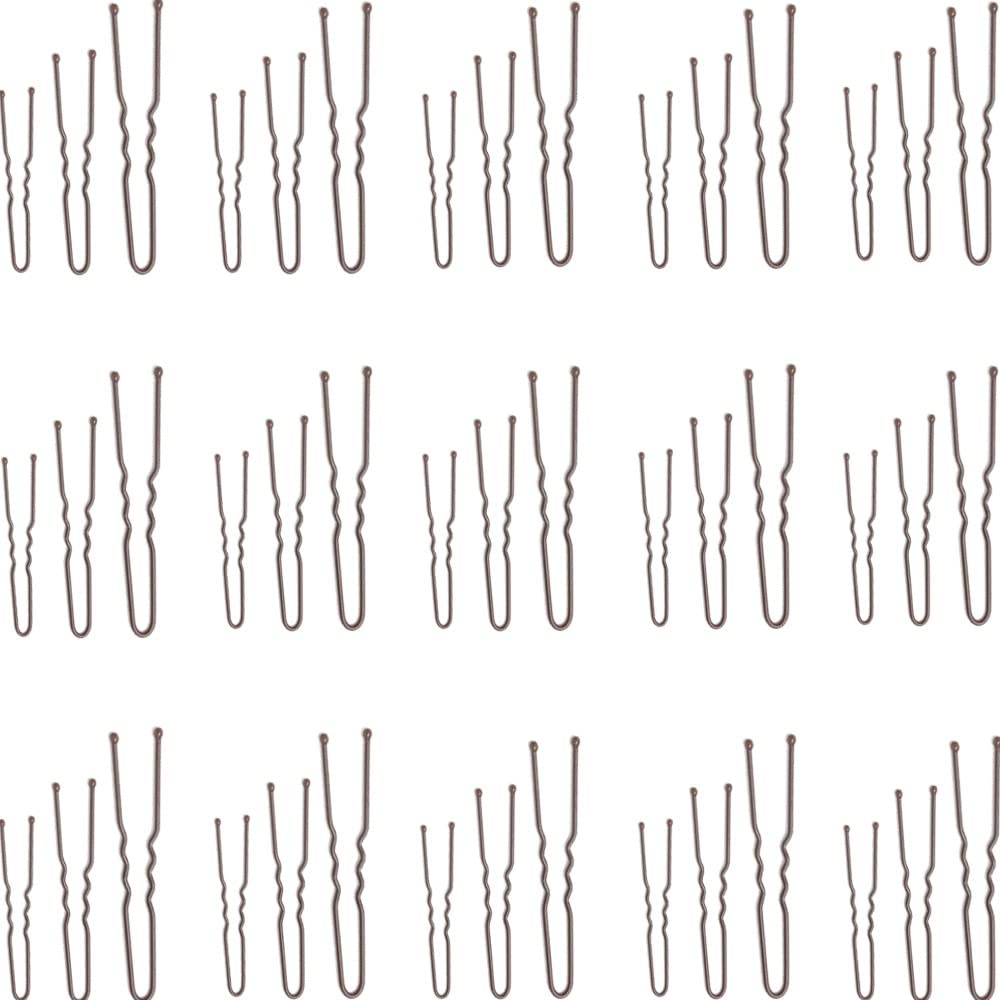 Topkids Accessories Hair Pins U Clips Hair Bun Pins Bobby Kirby Hair Grips Women Girls Brown Blonde Gold Black Large Small Wavy Hairdressing Styling Hairpins (45mm + 50mm + 65mm, Brown 108pc)