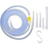 Enema Kit Replacement Part Silicone Enema Hose Colon Cleansing Accessories, Include 6.5 ft Tubing, Tips, Connectors, Stopcock Tap, Clamp and Hook