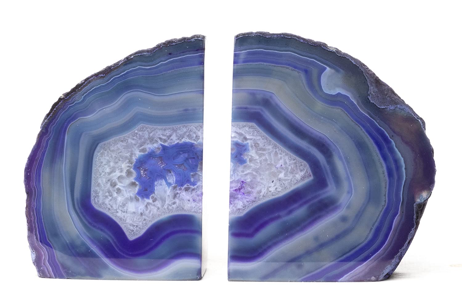 DesertUSA Stone Bookend - Agate, 1-2 lb, Purple (2 pcs, Includes Bonus Mineral, Green Packaging)