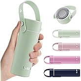 Exllena 【Upgraded】 Mini Insulated Water Bottle 6.8oz/200ml with Adjustable Silicone Handle– Small Flask for Hot & Cold Drinks, Leakproof, Ideal for Purse, Lunchbox...(Mint Chill)
