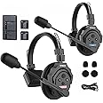 Keenous SYNCO XTALK X2 Wireless Intercom Headset System 2.4GHz 1148ft/350m Long Distance Range Real-time Monitoring Communication Headset for Live Show Stage Performance Movie Shoot (X2 for 2 persons)