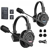 Keenous SYNCO XTALK X2 Wireless Intercom Headset System 2.4GHz 1148ft/350m Long Distance Range Real-time Monitoring Communication Headset for Live Show Stage Performance Movie Shoot (X2 for 2 persons)