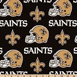 NFL Cotton Broadcloth New Orleans Saints Black/Gold Fabric