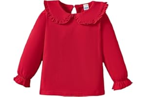 Magic Park 12M-14Y Toddler Girl Long Sleeve Blouse Girls Ruffle T-Shirt Solid Color Tee Casual Tops Holiday Winter Shirts