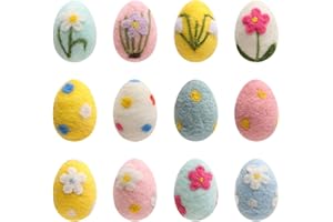 Felt Easter Eggs for Crafts, Felted Eggs 12 Pieces Ornaments Spring Crafts | Home Tree Garland Craft, Festive Colorful Easter