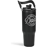 Best Dad Ever Tumbler 30oz, Stainless Steel Insulated Tumblers Travel Cup with Carry Handle & Flip Straw Lid, Gifts for Dad from Daughter Son, Dads Gift for Birthday Christmas Fathers Day