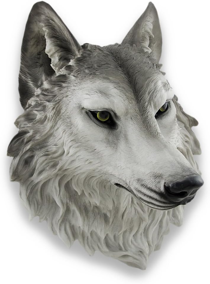 Things2Die4 `Remus` Gray Wolf Head Mount Wall Statue Bust 16 in.