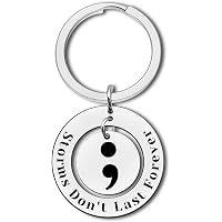 BNQL "Your Story Isn't Over Yet" Semicolon Keychain - Stainless Steel Mental Health & Depression Awareness Gift - View #10
