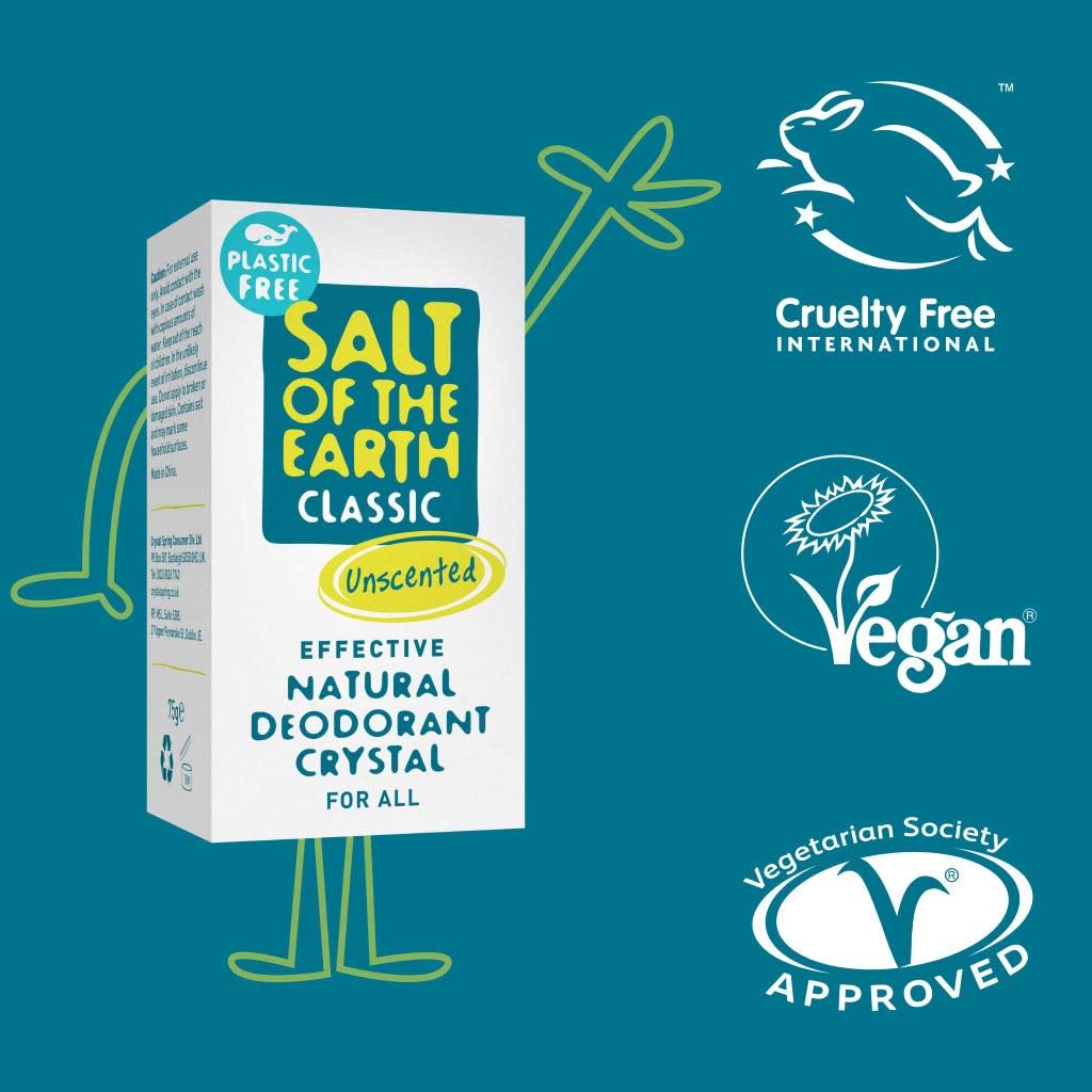 Salt of the Earth, Natural Crystal Deodorant- Plastic Free, Fragrance Free, Vegan, 100% Natural Origin Ingredients - Image 3