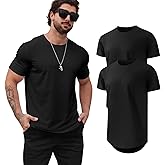 Mancozy Mens T Shirts Casual Hipster Hip Hop Longline Crewneck Tee Shirts