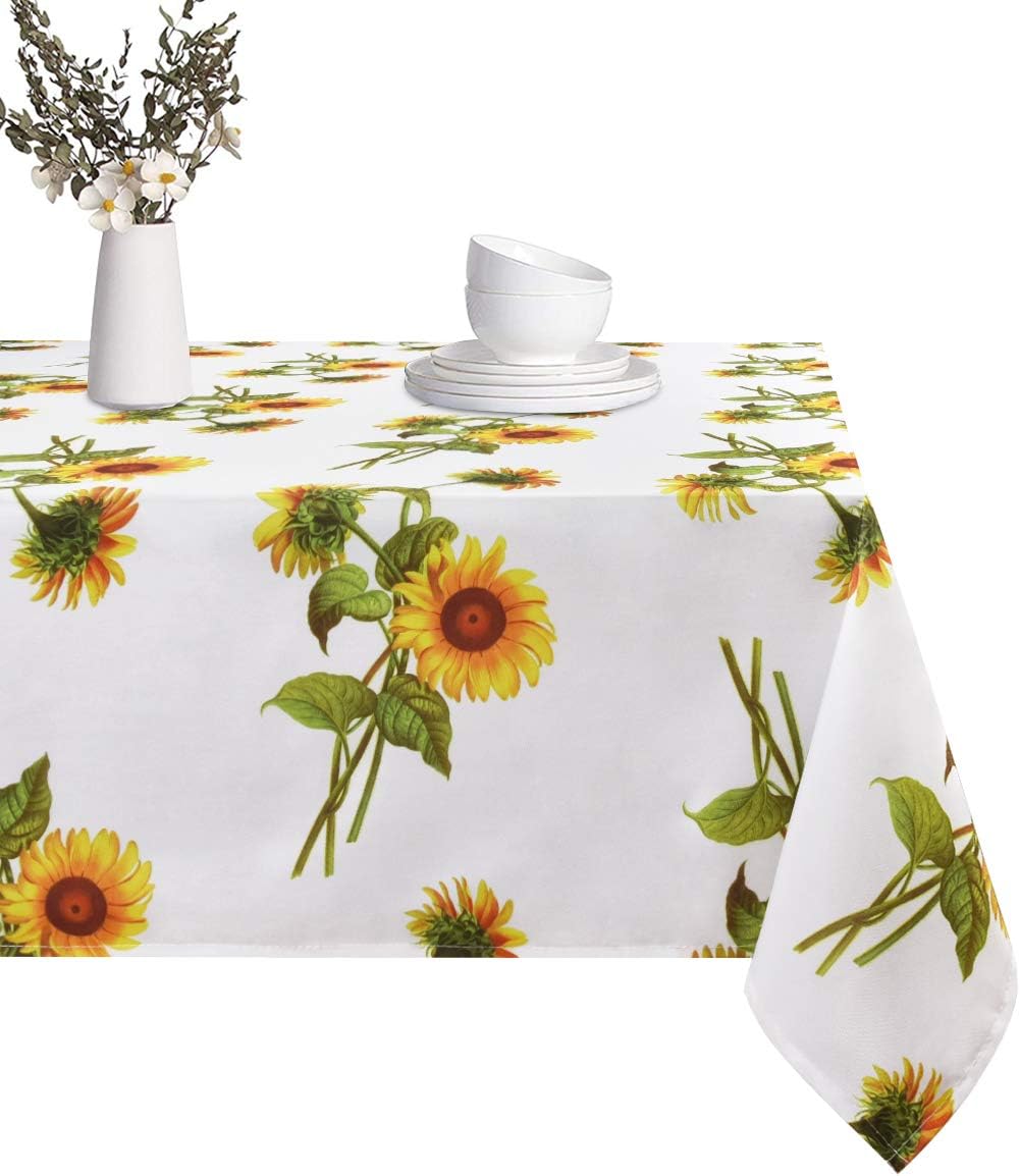ASPMIZ Sunflower Tablecloth Yellow Floral Tablecloth for
