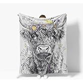 Highland Cow Blanket Cow Fleece Throw Blanket Super Soft Warm Cozy Fuzzy Plush Cows Gifts for Girls Boys Kids Room Decor40 X50