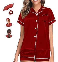 WJing Yi Jia Womens Pajama Sets XS-4XL Silk Satin