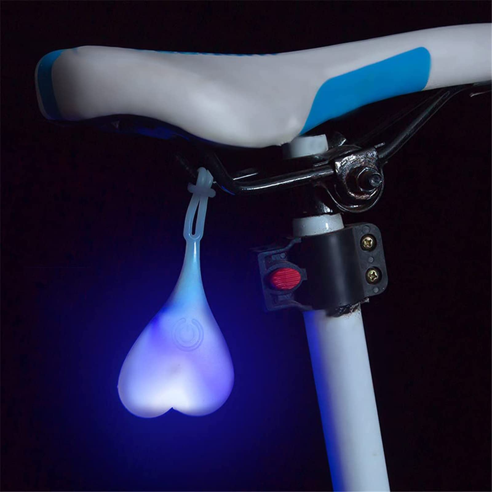 Photo 1 of YUERWOVER Bike Balls Tail Light Silicone Cycling Creative Night Essential Reflectors Waterproof LED Warning Rear Light Heart Shaped Bicycle Seat Back Egg Lamp for Truck(Blue)
