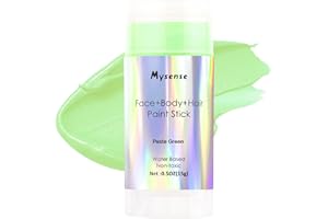 Mysense Pastel Green Face Body Hair Paint Stick,Water Based Washable Temporary Hair Color,Non-toxic Cream Body Paint Foundation for Adults and Kids Halloween Cosplay Makeup,0.5oz