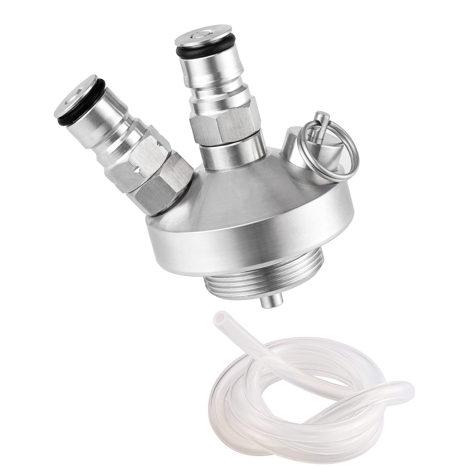 Photo 1 of TMCRAFT Mini Keg Dispenser, Stainless Steel Double Ball Lock Mini Keg Spear, Quick Fitting Beer Connector with 50'' Beer Hose for Mini Keg Growler
