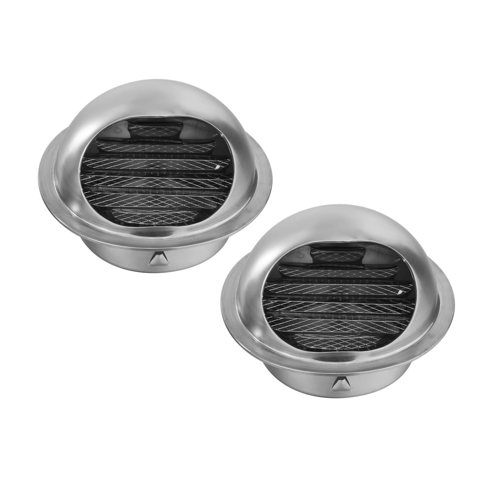 Twilight Garage 2PCS 100 mm Air Vent Grille Covers 304 Stainless Steel Bull Nosed Vent Outlet, Round Ventilation Grill Screen Hood for The External Wall Exhaust, Built-in Screen Mesh(4 Inch)